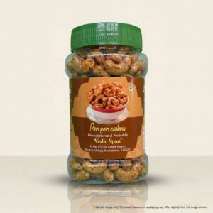 Vedic Span Peri Peri Cashews | Fiery, Tangy & Spicy Roasted Snack